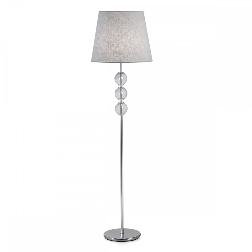 LAMPARA DE PIE DALHI CROMO C/BOCHAS CRISTAL